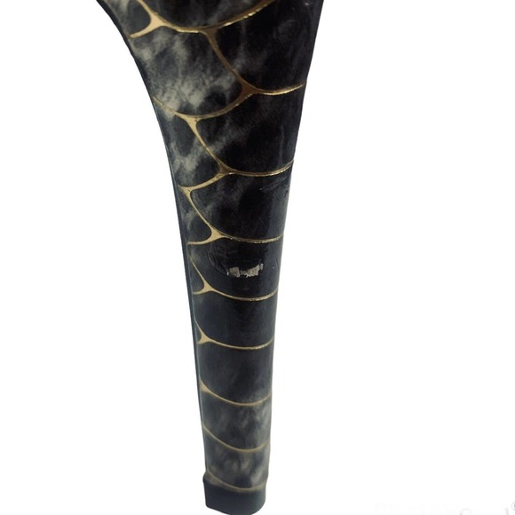 Michael Antonio Womens 4" Stiletto Pumps Snake Print Black /Metallic Gold Sz 8 - Picture 9 of 11